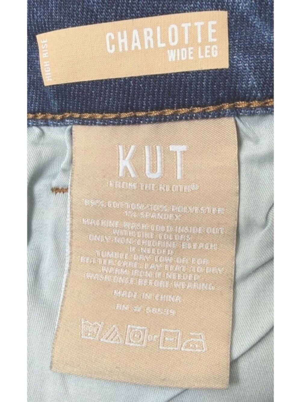 Kut From The Kloth Womens High Rise Wide Leg Crop Roll Up Cuffs Jeans Sz 12 New - Picture 8 of 9